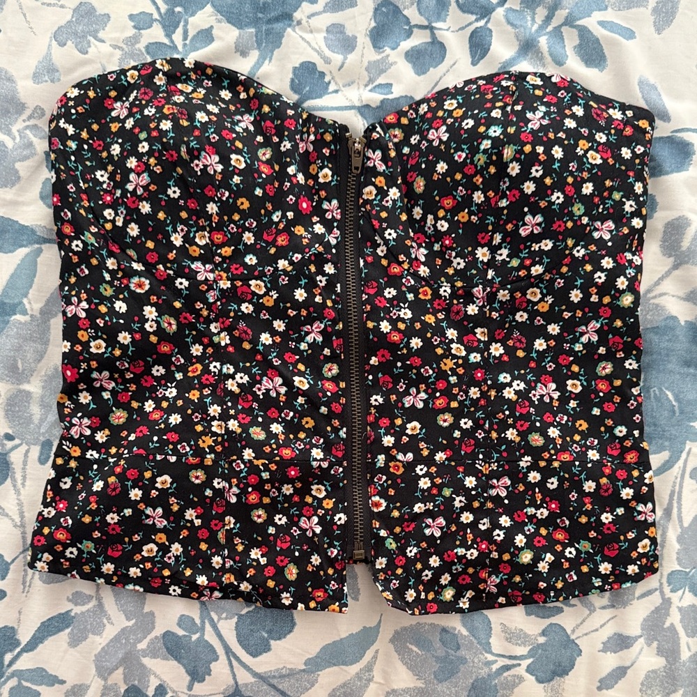 NWT Floral Strapless Bustier Top